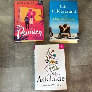 3 Hardcover Romances, The Hotel Nantucket, Adelaide, and The Reunion